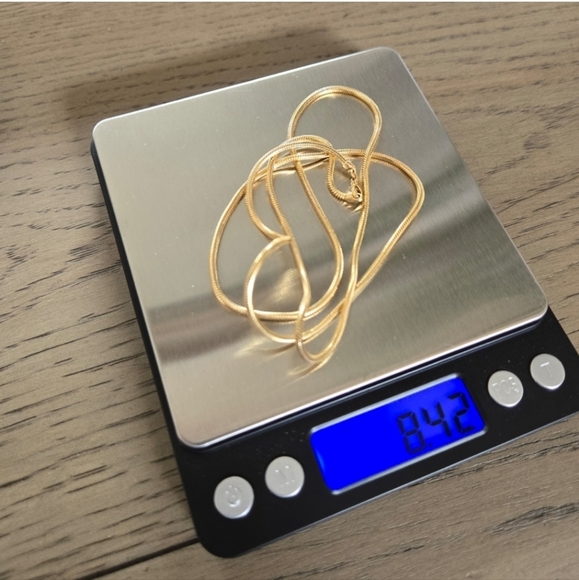 SOLD Vintage 14k Gold Round Snake Chain Necklace - Picture 8 of 10